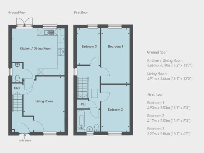 Floor plan, 3 bedroom house - artist's impression subject to change